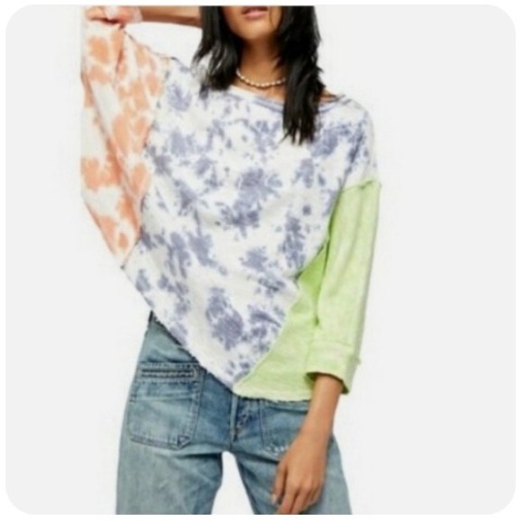 We The Free Tie Dye Dolman Sleeve Top Oversized Boxy Fit Comfy - Picture 1 of 4